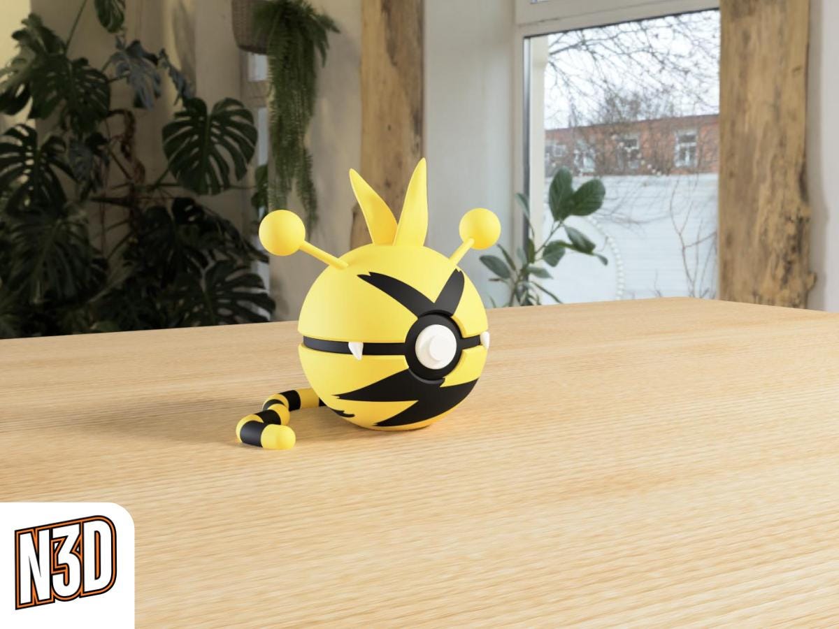 Electabuzz #0125 Pokémon | 3D Printed N3D Poké Balls with Clicking Button