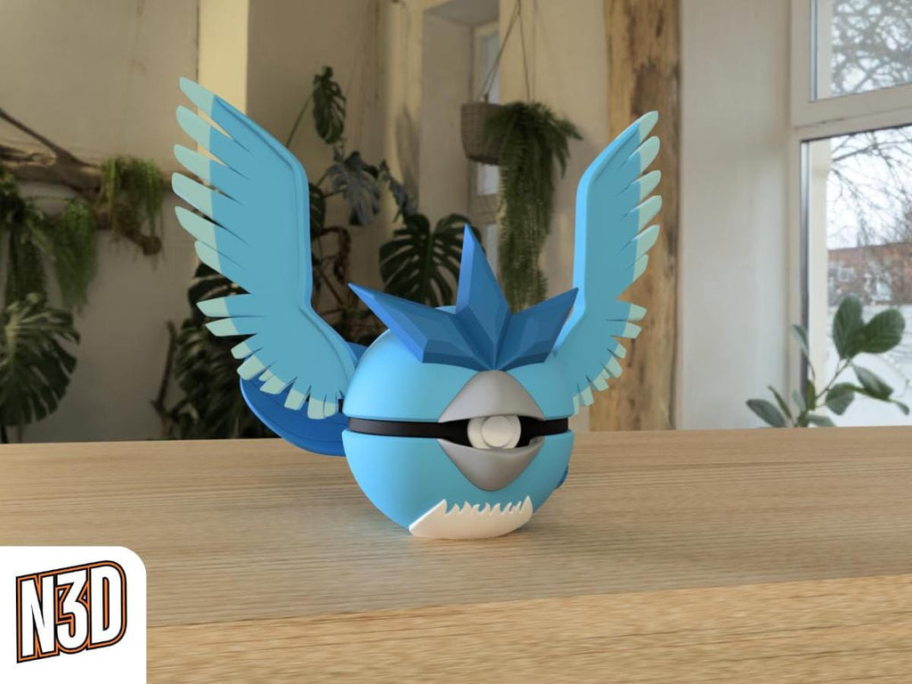 Articuno #0144 Pokémon | 3D Printed N3D Poké Balls with Clicking Button