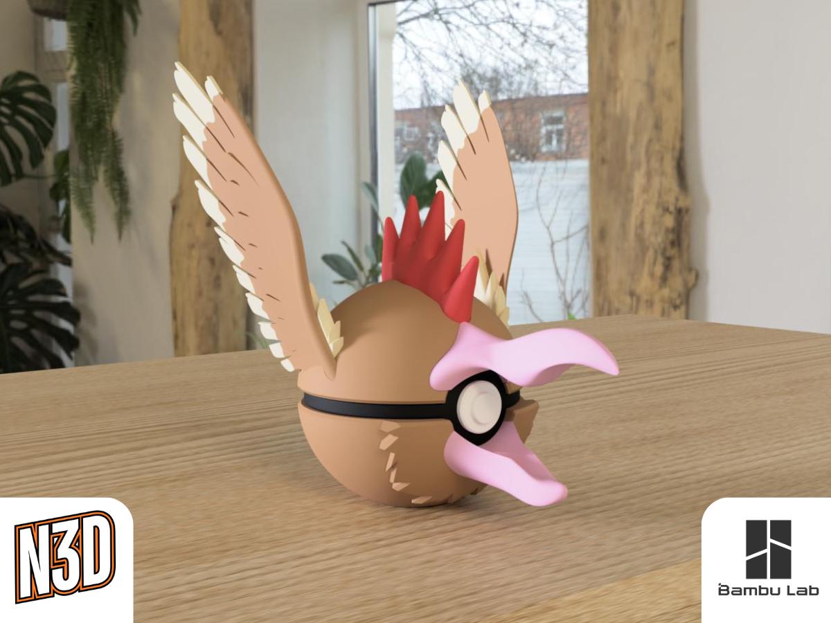 Fearow #0022 Pokémon | 3D Printed N3D Poké Balls with Clicking Button