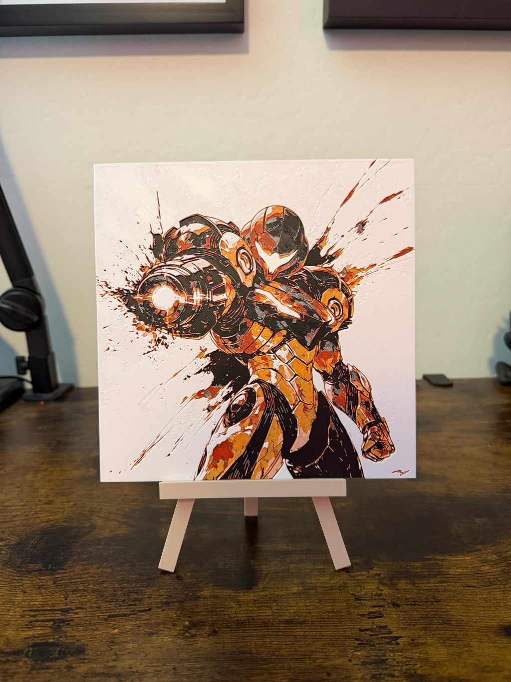 Samus (Metroid Prime) – 3D Printed Filament Painting | Multicolor 3D Wall Art