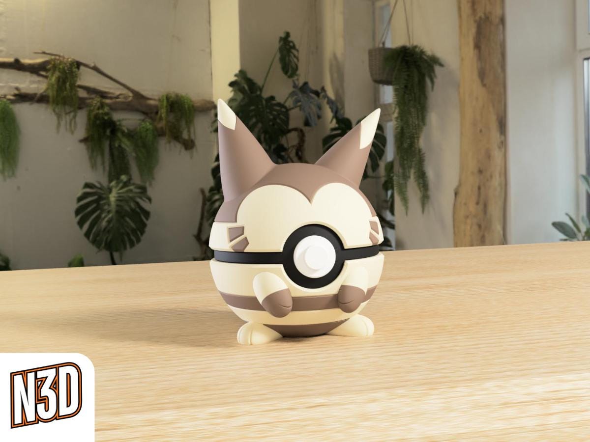 Furret #0162 Pokémon | 3D Printed N3D Poké Balls with Clicking Button