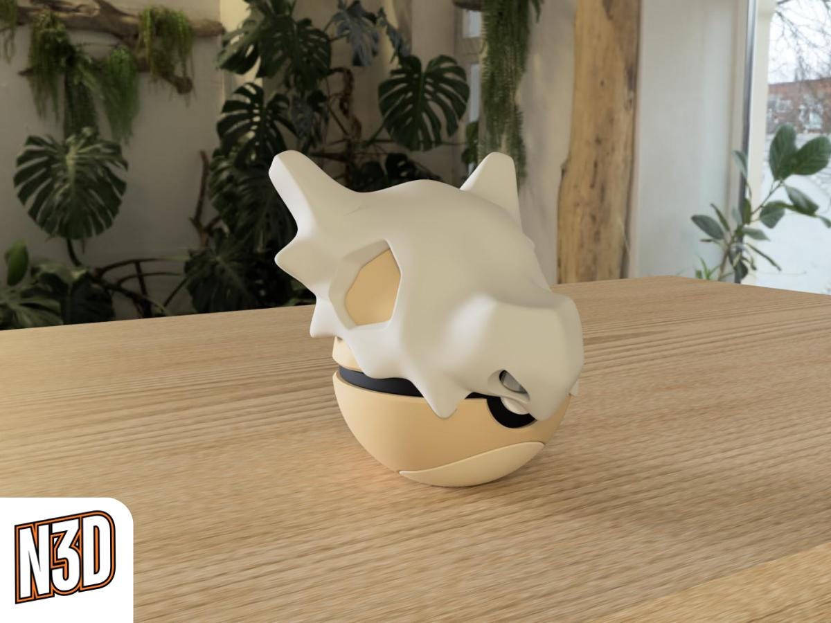 Cubone #0104 Pokémon | 3D Printed N3D Poké Balls with Clicking Button