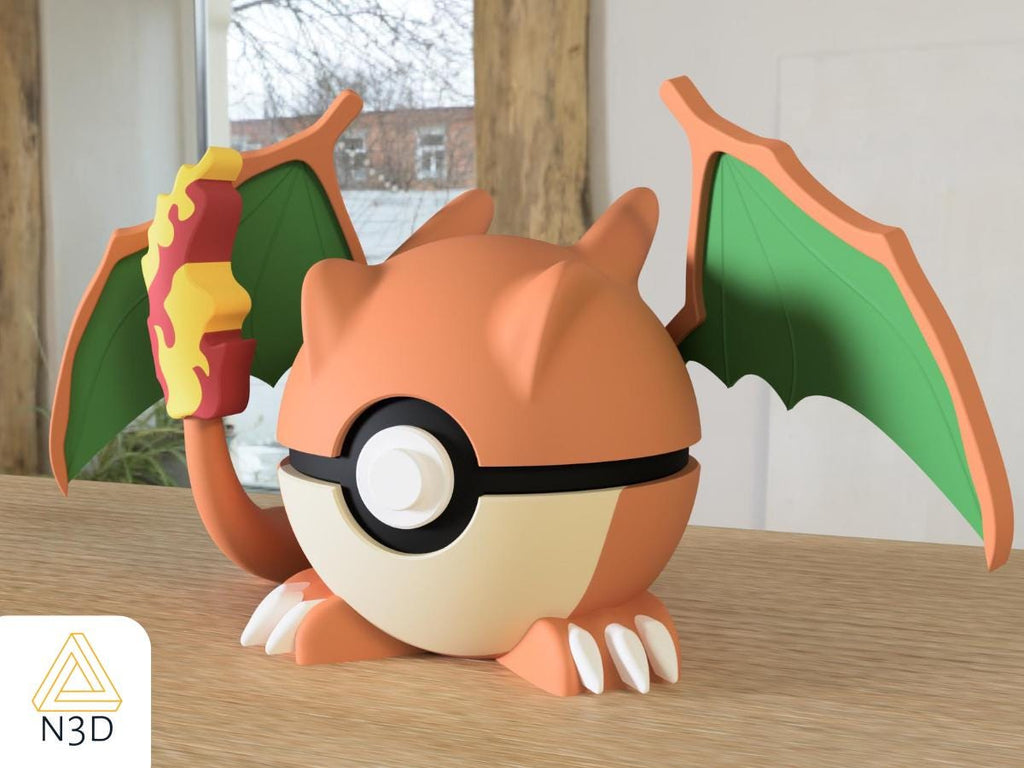 Charizard #0006 Pokémon | 3D Printed N3D Poké Balls with Clicking Button