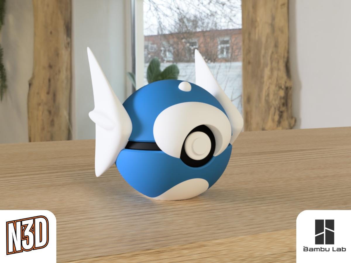 Dratini #0147 Pokémon | 3D Printed N3D Poké Balls with Clicking Button