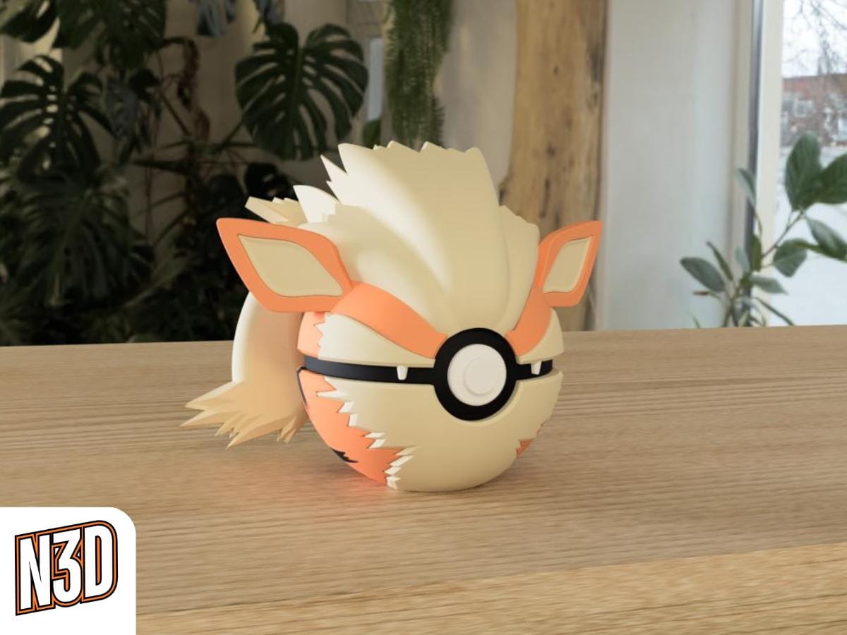Arcanine #0059 Pokémon | 3D Printed N3D Poké Balls with Clicking Button
