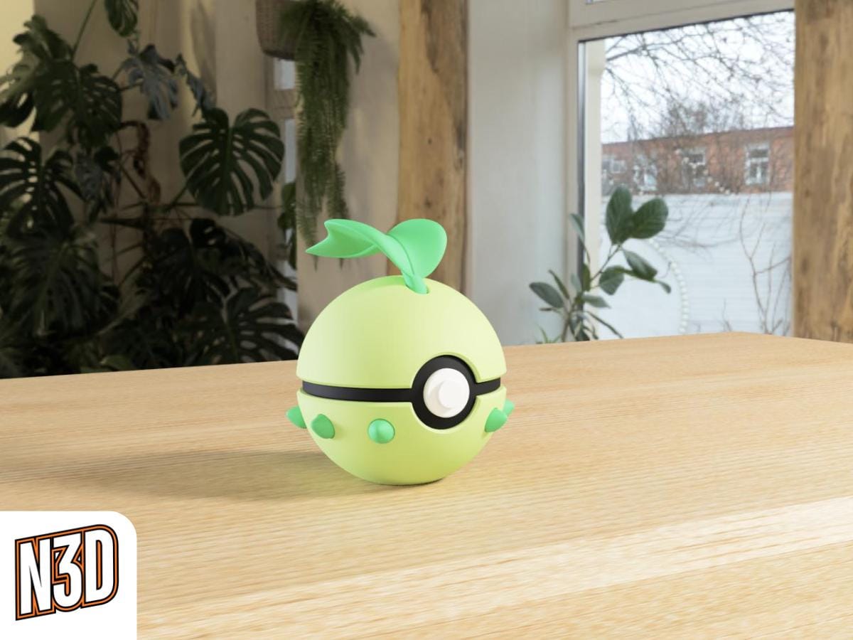 Chikorita #0152 Pokémon | 3D Printed N3D Poké Balls with Clicking Button