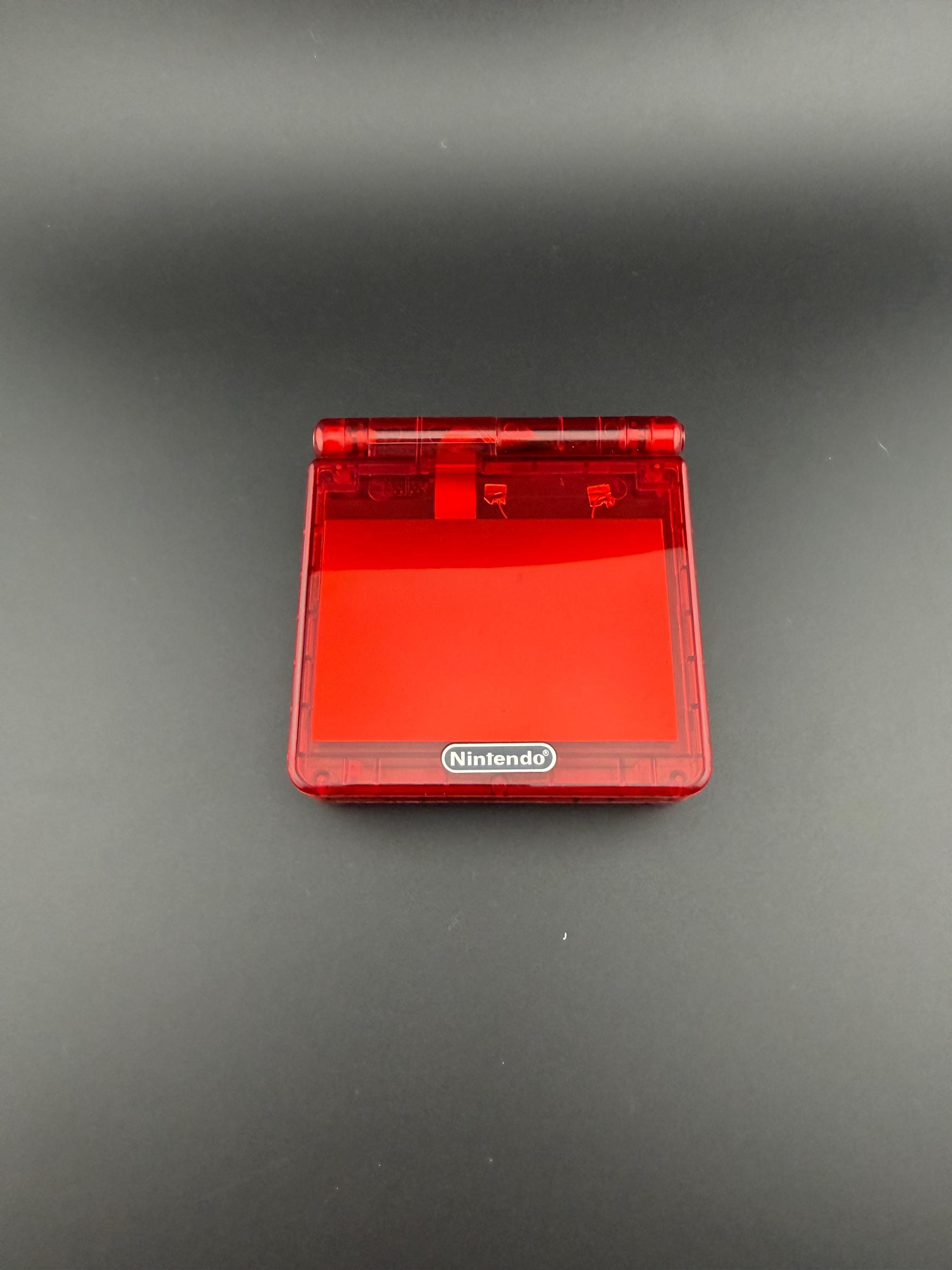 Custom Game Boy Advance SP – Crystal Red Edition | IPS Screen | USB-C Charging | Upgraded Battery