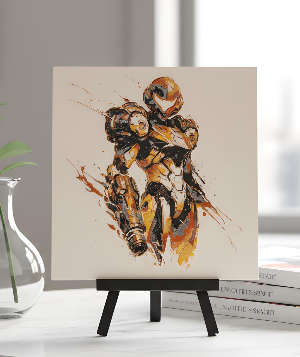 Samus (Metroid Prime) – 3D Printed Filament Painting | Multicolor 3D Wall Art