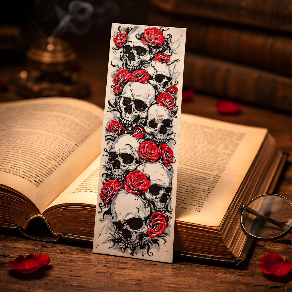 Skulls N Roses 3D Printed Bookmark | Gothic Filament Art Bookmark | Lightweight & Durable