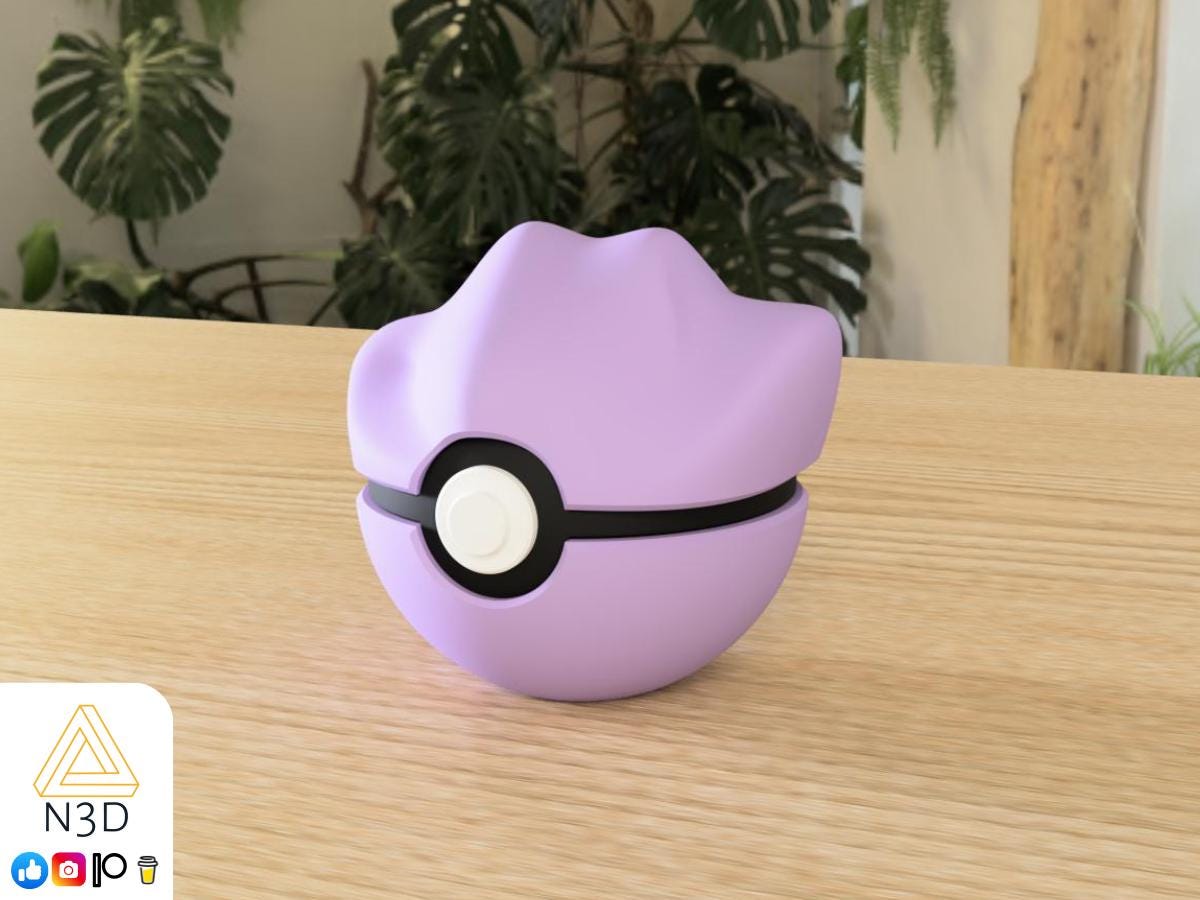 Ditto #0132 Pokémon | 3D Printed N3D Poké Balls with Clicking Button