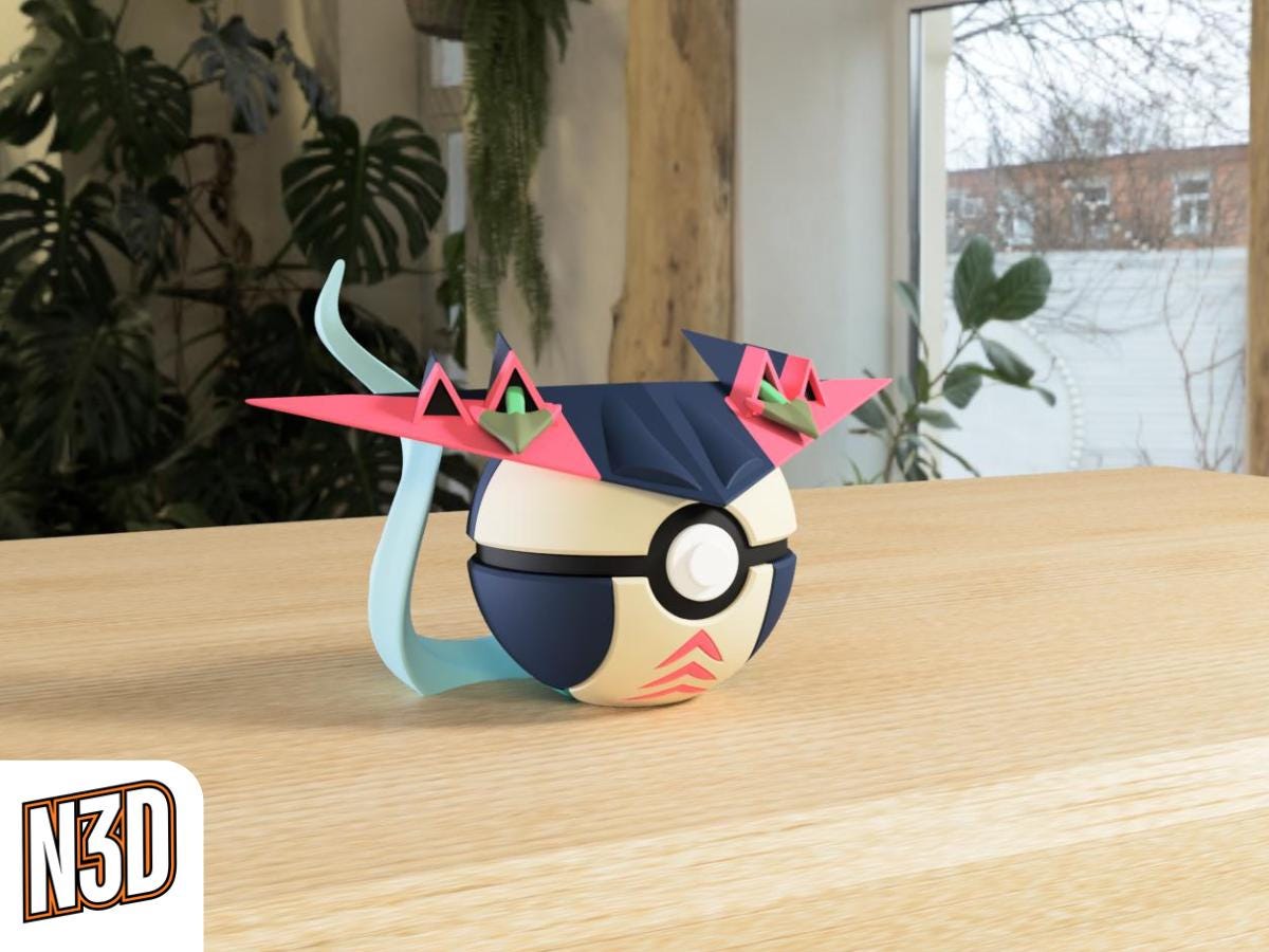 Dragapult #0887 Pokémon | 3D Printed N3D Poké Balls with Clicking Button