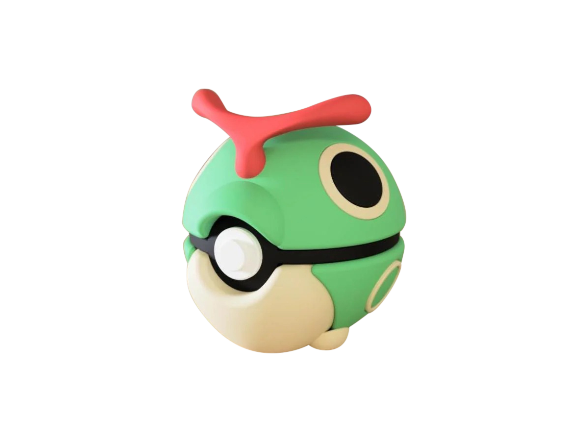 Caterpie #0010 Pokémon | 3D Printed N3D Poké Balls with Clicking Button
