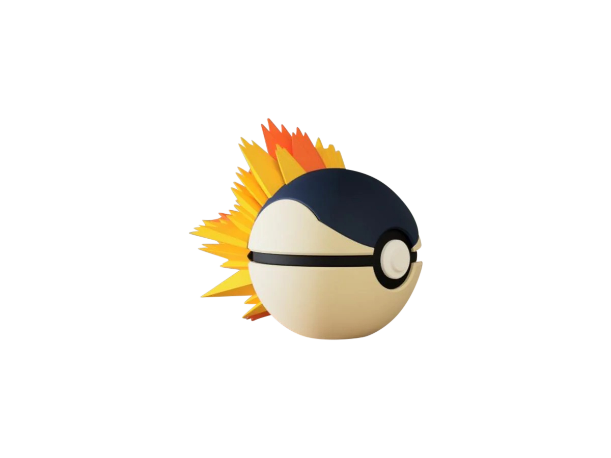 Cyndaquil #0155 Pokémon | 3D Printed N3D Poké Balls with Clicking Button