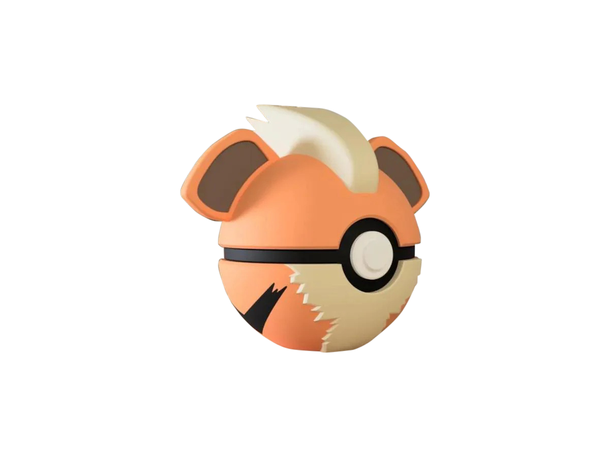 Growlithe #0058 Pokémon | 3D Printed N3D Poké Balls with Clicking Button