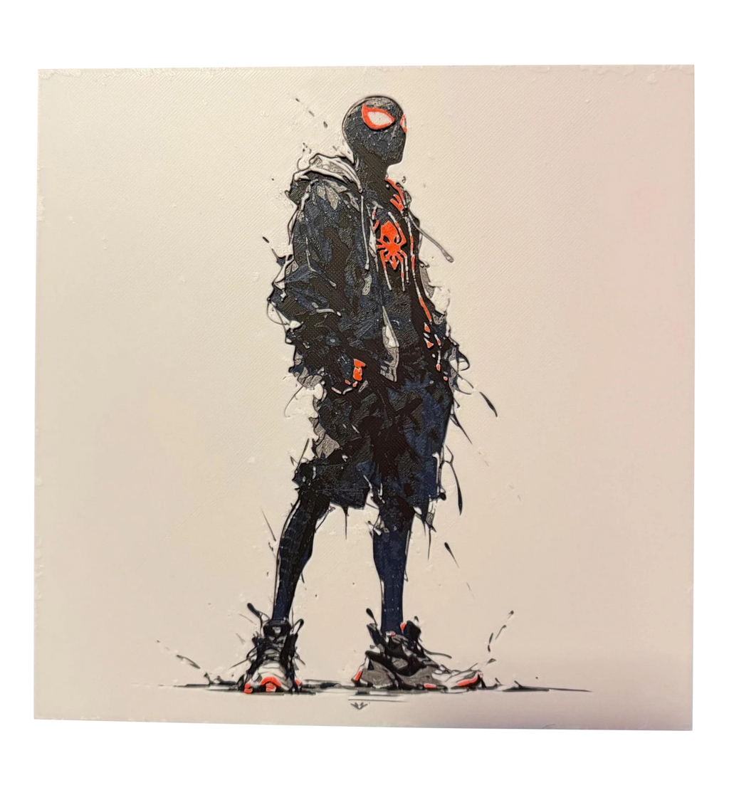 Miles Morales Spider-Man – 3D Printed Filament Painting | Multicolor 3D Wall Art