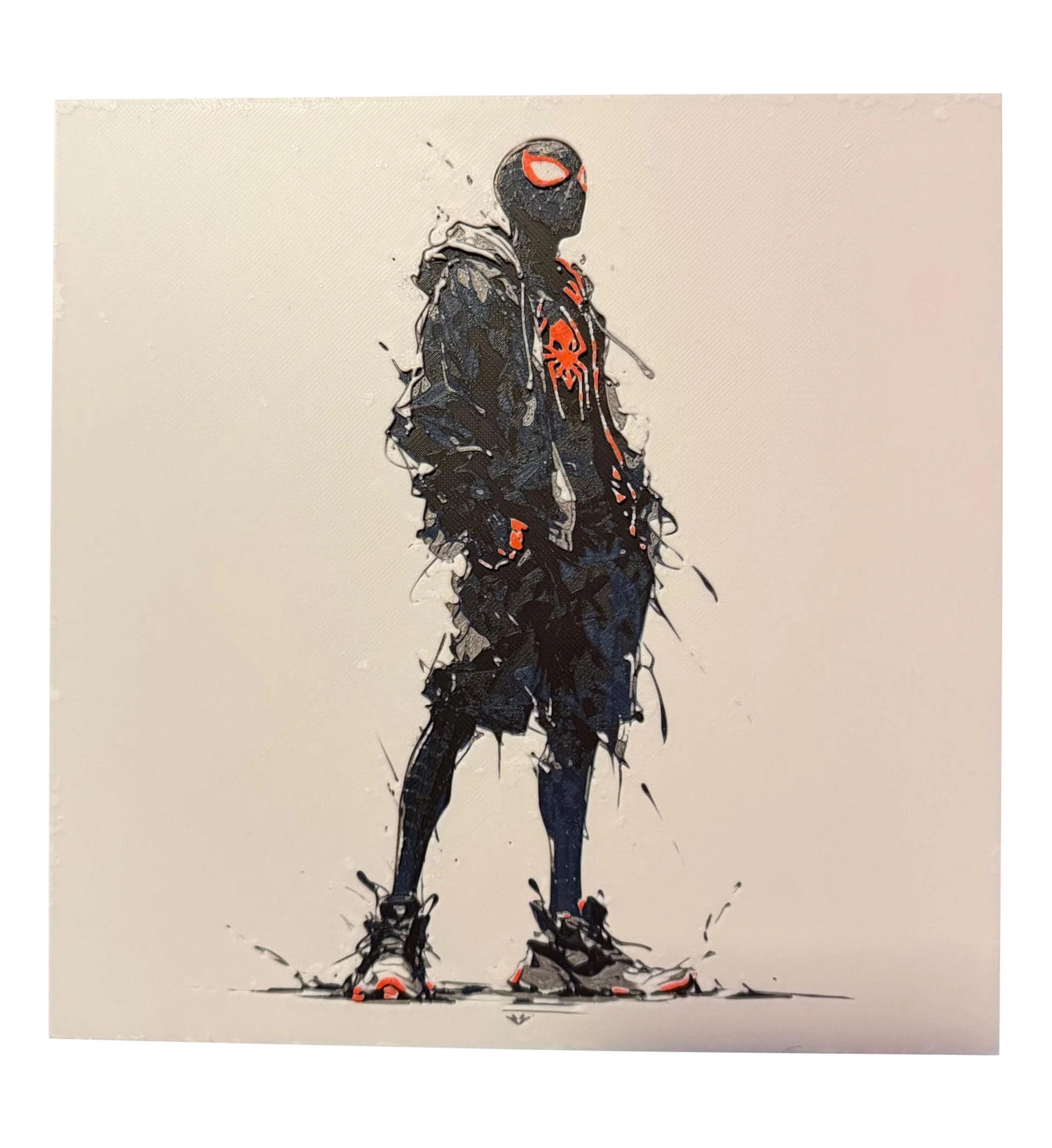 Miles Morales Spider-Man – 3D Printed Filament Painting | Multicolor 3D Wall Art