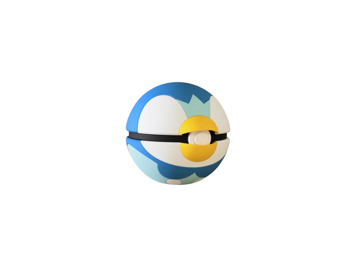 Piplup #0393 Pokémon | 3D Printed N3D Poké Balls with Clicking Button