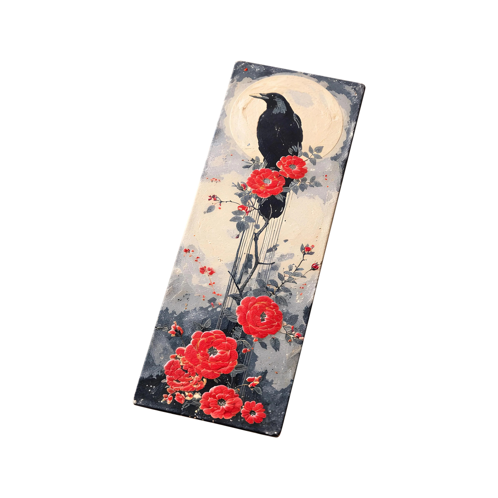 Raven and Roses 3D Printed Bookmark | Gothic Filament Art Bookmark | Elegant & Durable