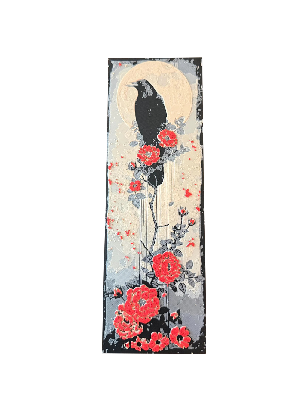 Raven and Roses 3D Printed Bookmark | Gothic Filament Art Bookmark | Elegant & Durable