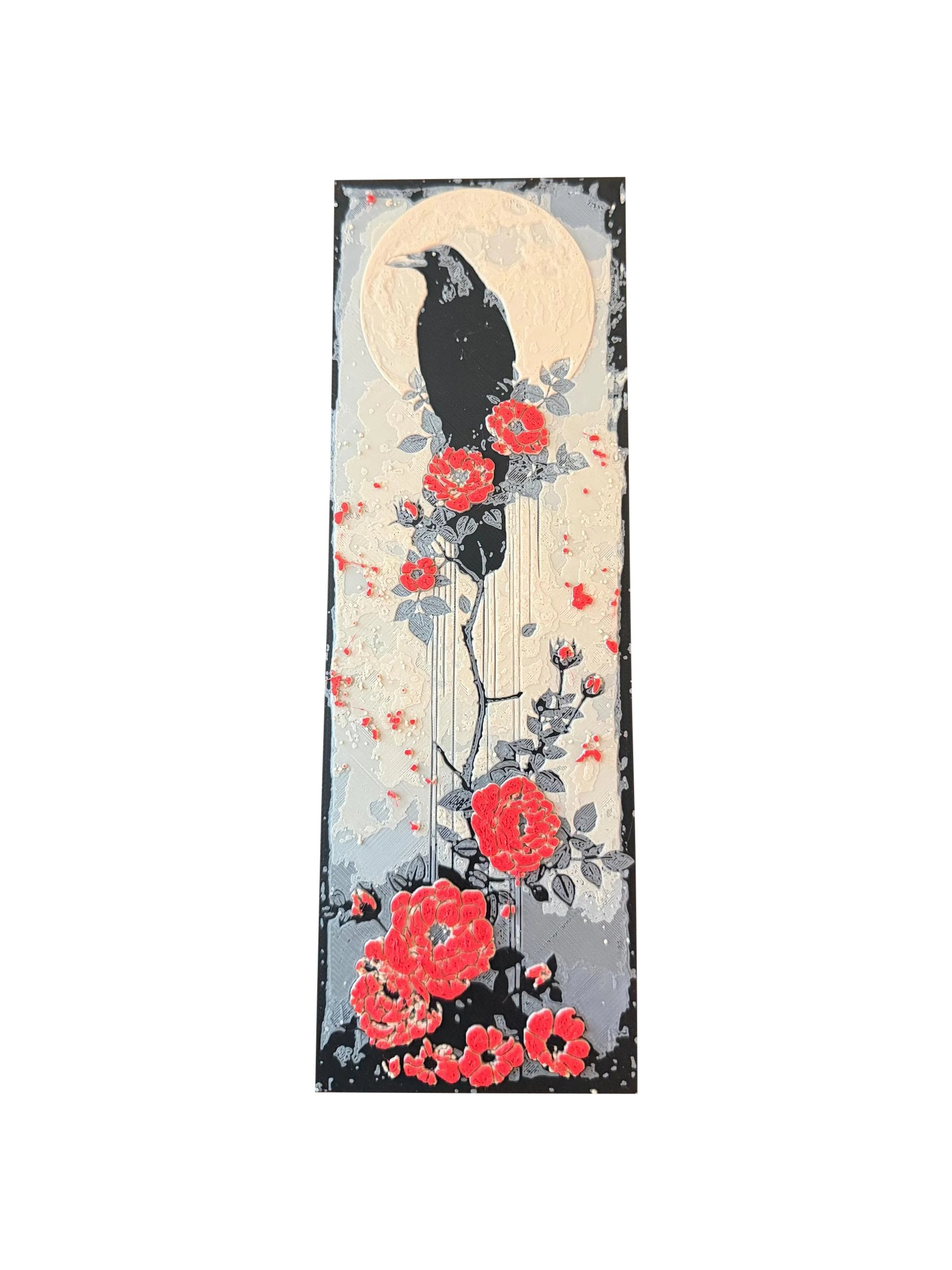 Raven and Roses 3D Printed Bookmark | Gothic Filament Art Bookmark | Elegant & Durable