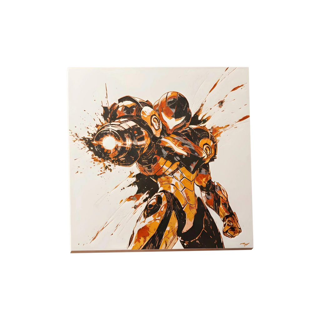 Samus (Metroid Prime) – 3D Printed Filament Painting | Multicolor 3D Wall Art
