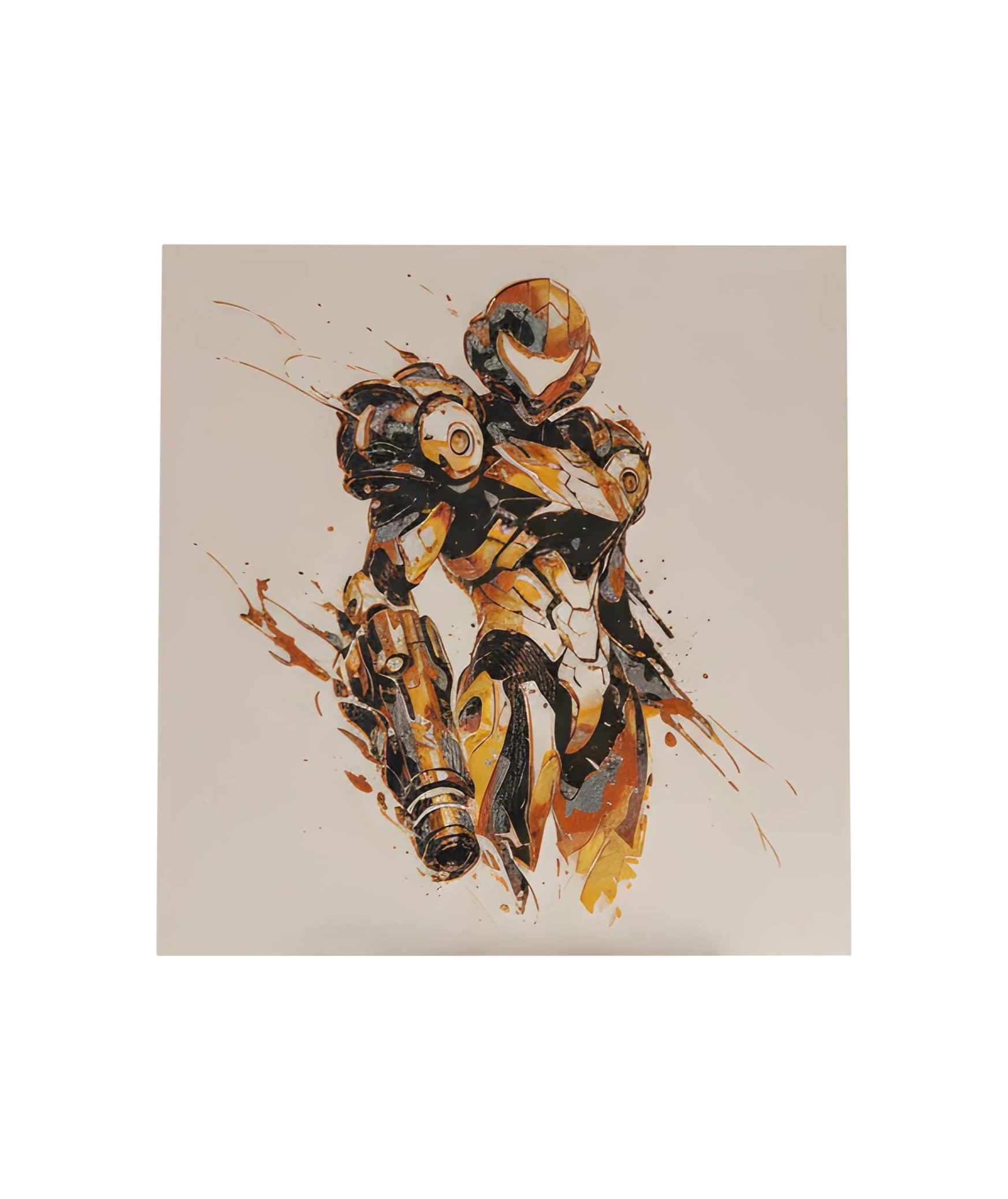 Samus (Metroid Prime) – 3D Printed Filament Painting | Multicolor 3D Wall Art