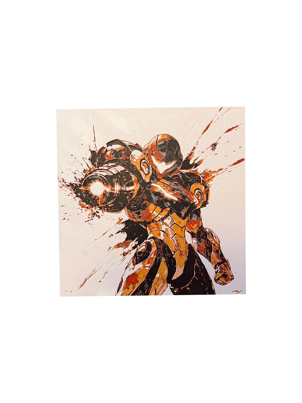 Samus (Metroid Prime) – 3D Printed Filament Painting | Multicolor 3D Wall Art