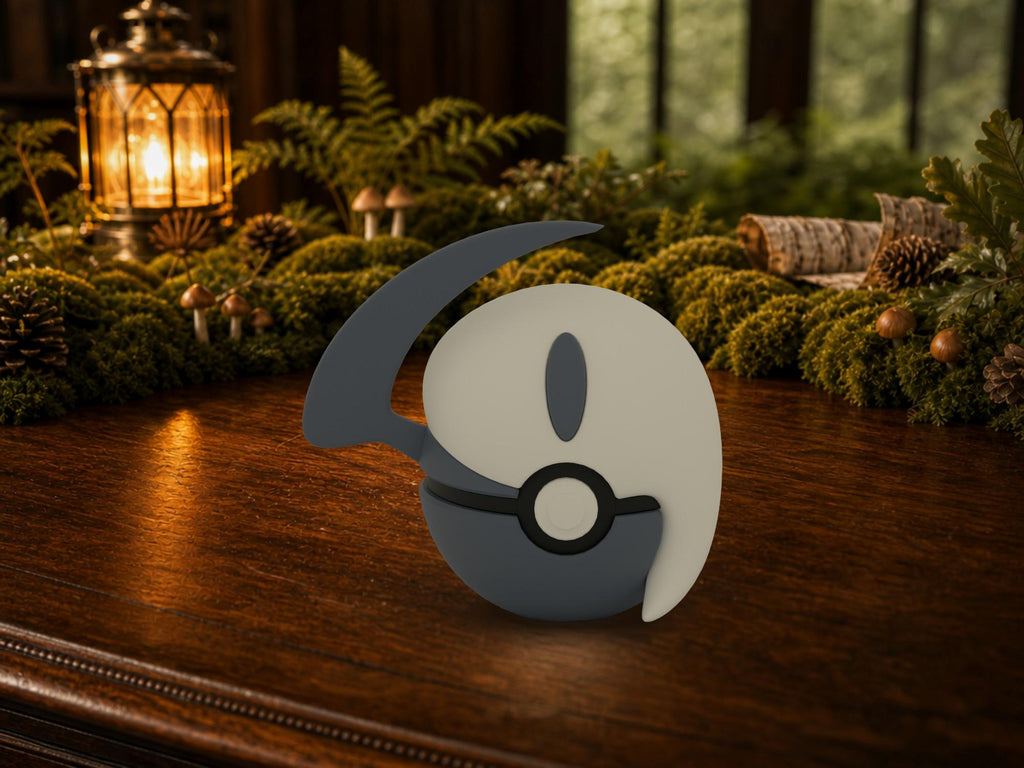 Absol N3D Poké Ball #0359 on a woodland study desk, 3D printed Pokeball clicker