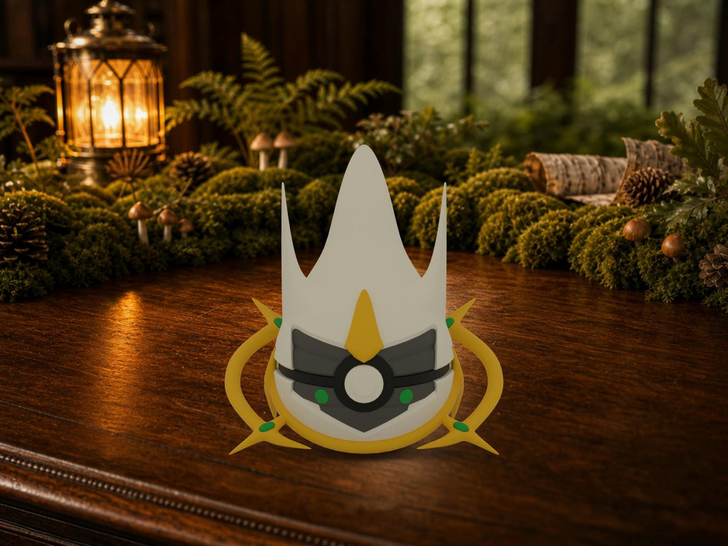 Arceus N3D Poké Ball #0493 on a woodland study desk, 3D printed Pokeball clicker
