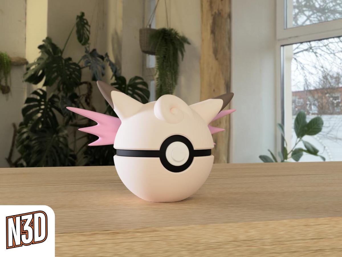 Clefable #0036 Pokémon | 3D Printed N3D Poké Balls with Clicking Button