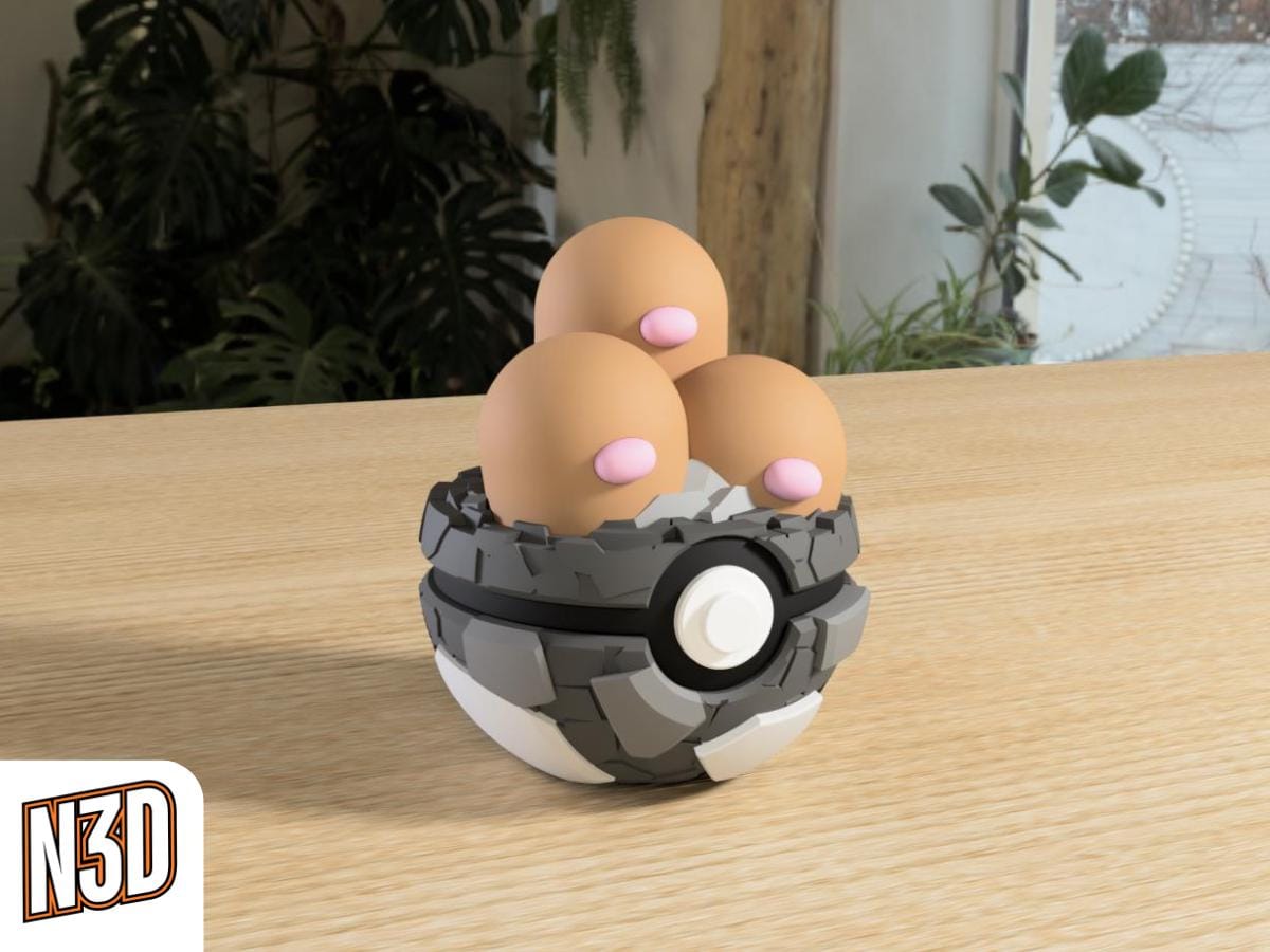 Dugtrio #0051 Pokémon | 3D Printed N3D Poké Balls with Clicking Button