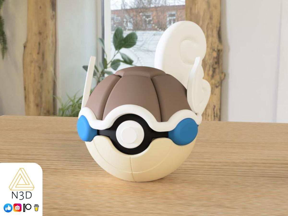 Generation 1 Starters | 3D Printed N3D Poké Balls with Clicking Button