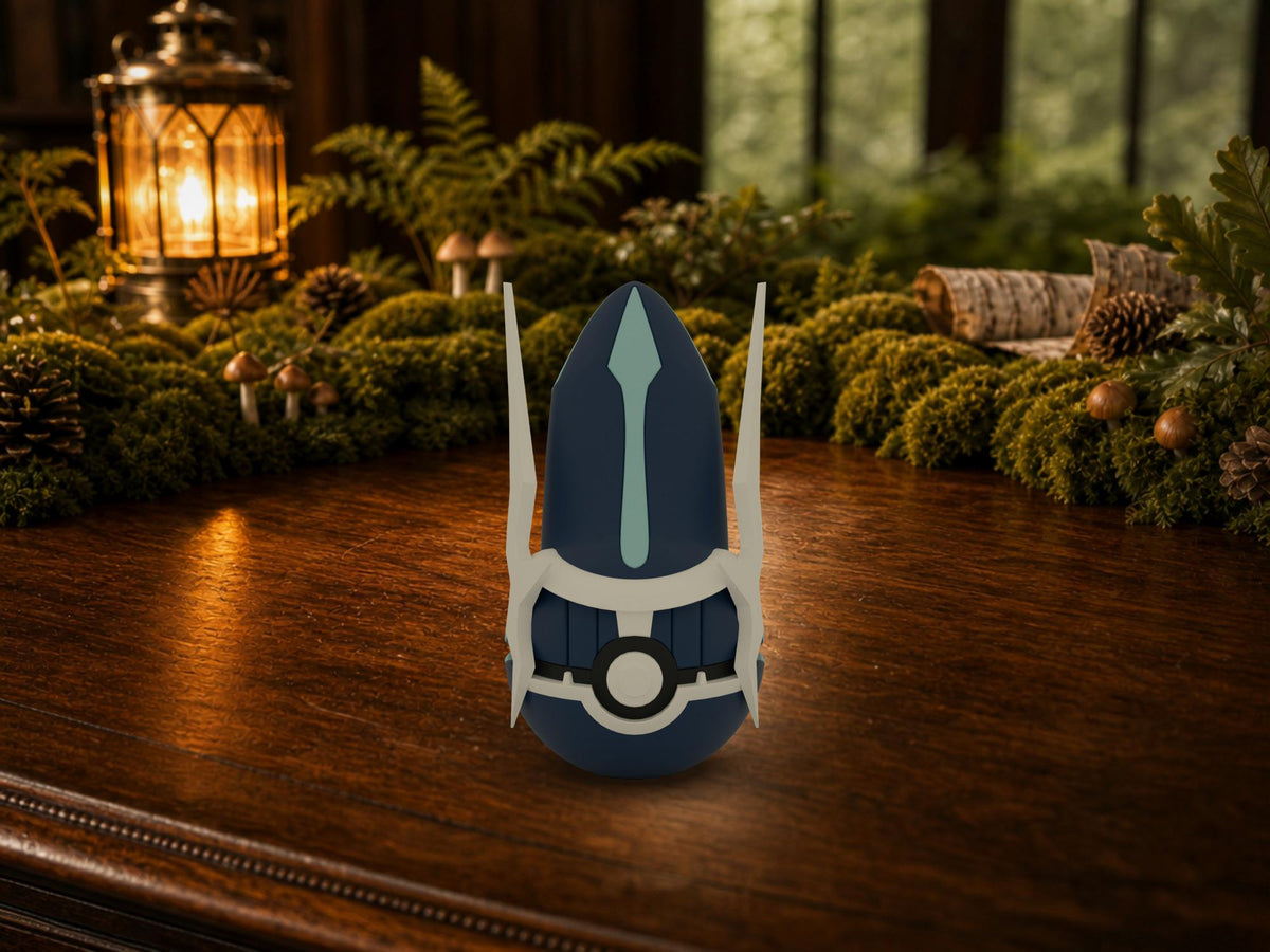Dialga N3D Poké Ball #0483 on a woodland study desk, 3D printed Pokeball clicker