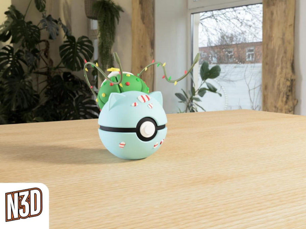 Bulbasaur #0001 Pokémon | 3D Printed N3D Poké Balls with Clicking Button