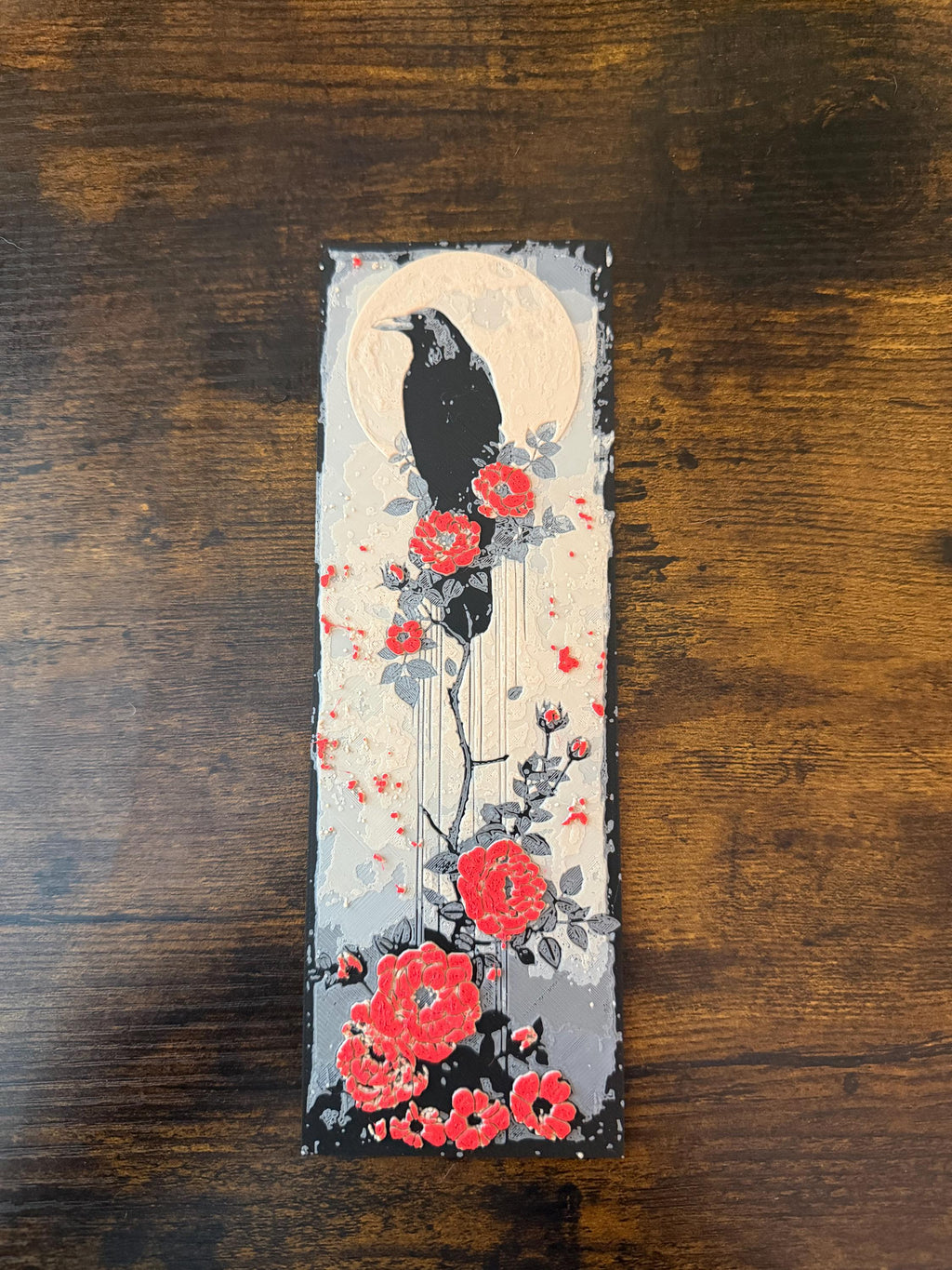 Raven and Roses 3D Printed Bookmark | Gothic Filament Art Bookmark | Elegant & Durable