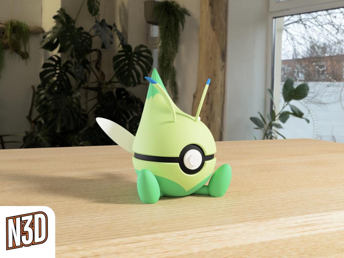 Celebi #0251 Pokémon | 3D Printed N3D Poké Balls with Clicking Button