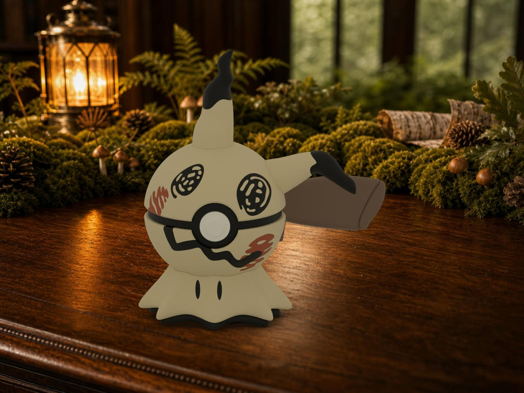 Mimikyu N3D Poké Ball #0778 on a woodland study desk, 3D printed Pokeball clicker