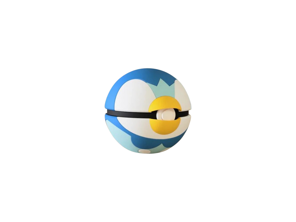 Piplup N3D Poké Ball #0393, 3D printed Pokeball clicker