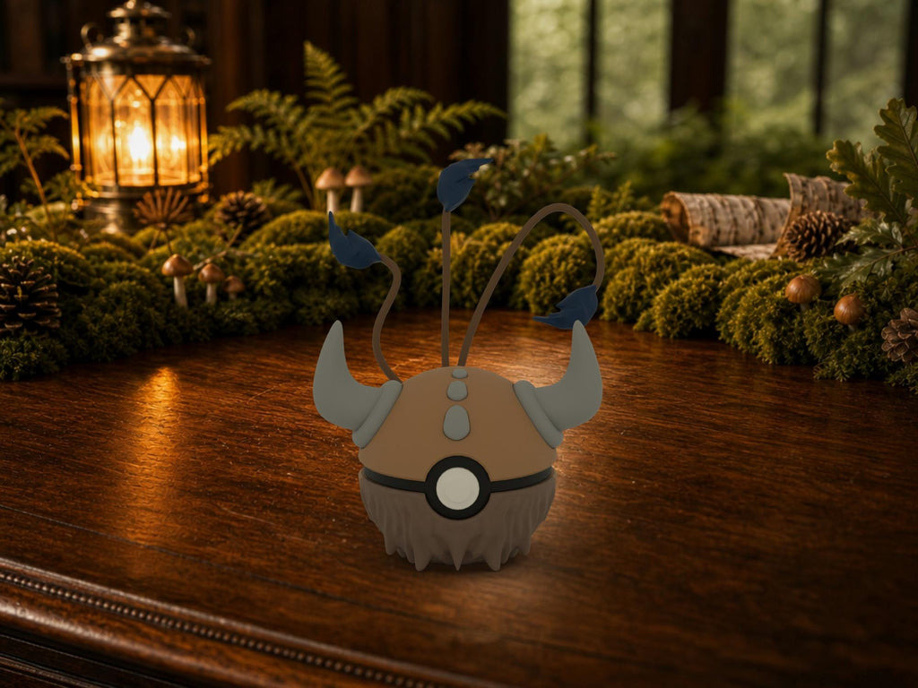 Tauros N3D Poké Ball #0128 on a woodland study desk, 3D printed Pokeball clicker