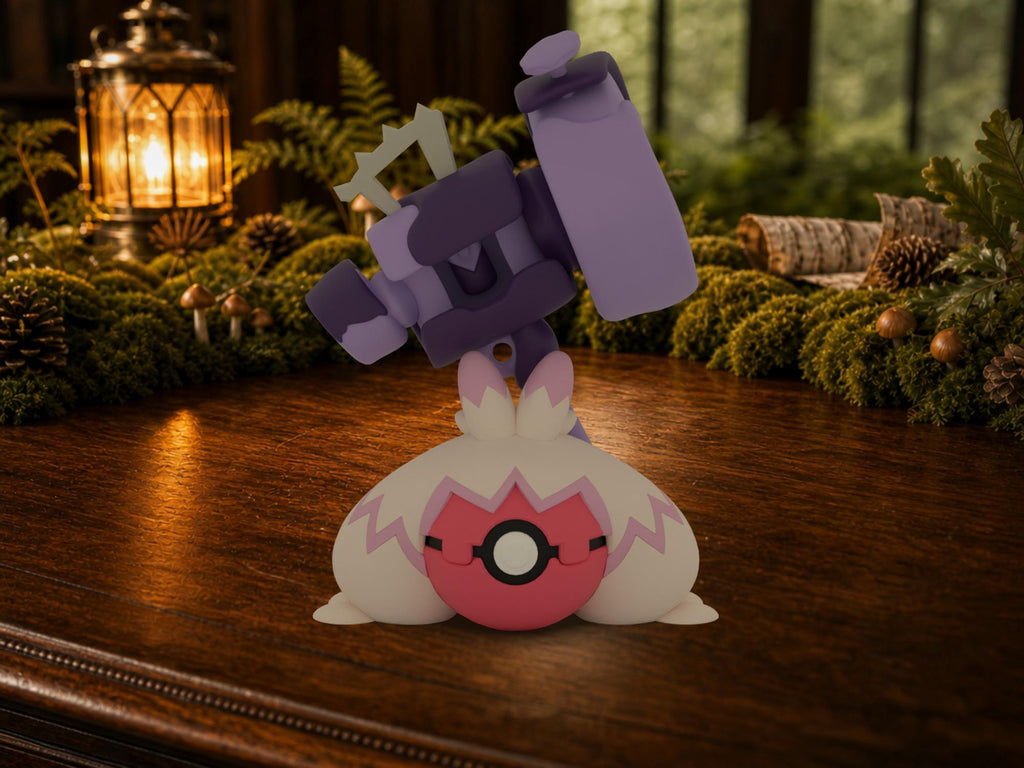 Tinkaton N3D Poké Ball #0959 on a woodland study desk, 3D printed Pokeball clicker